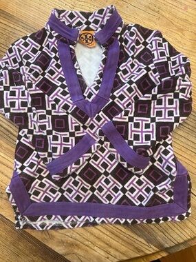 Tory Burch Purple Terrycloth Geometric Knit Top